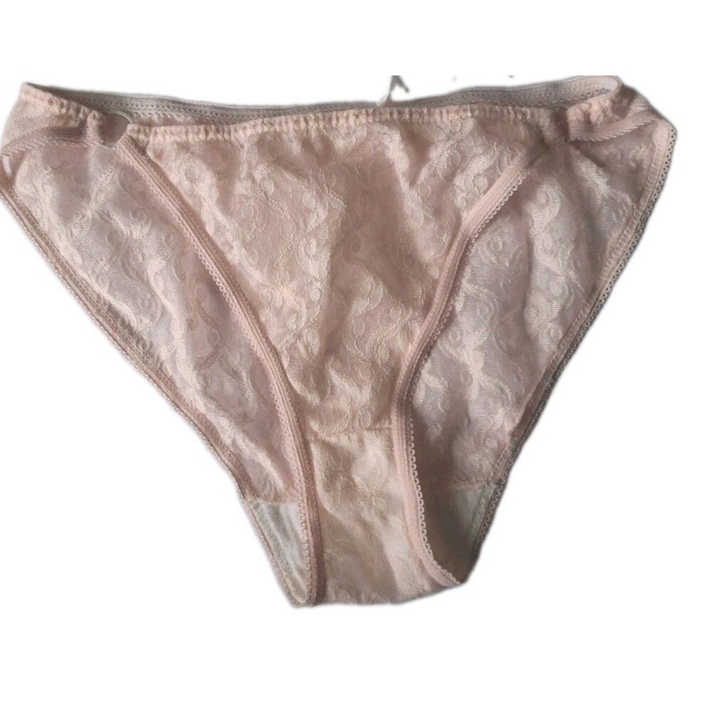 Vintage Sears Kiki Bikini Panty All Over Lace Size 7 Pastel Pink Underwear - Picture 1 of 4